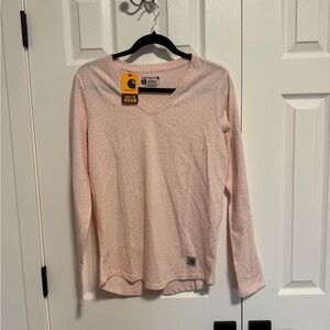 Carhartt Pink Long Sleeve V Neck, size Medium